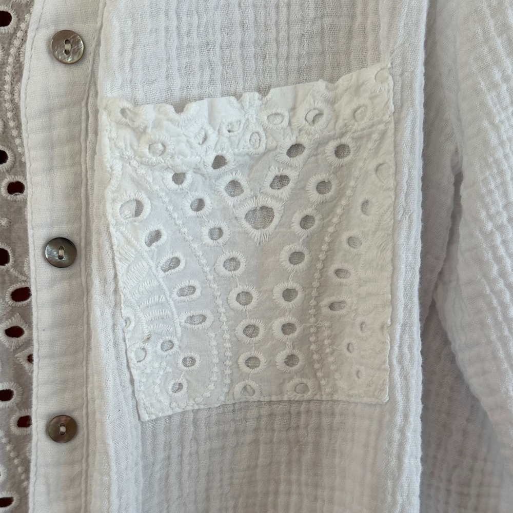 Charlie B Eyelet Button-Up Top - Picture 3 of 10